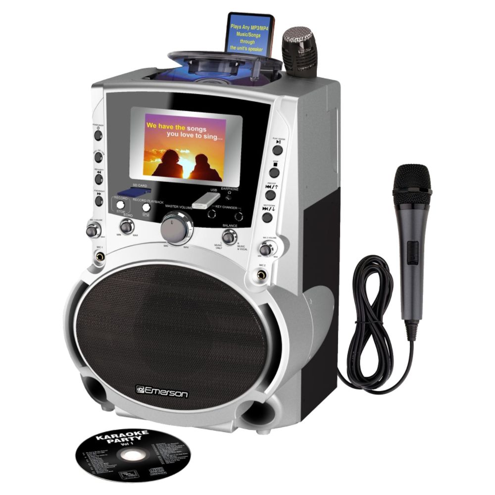 Emerson Portable CD/CDG/MP3G Karaoke Player With 4" Screen and Record Function