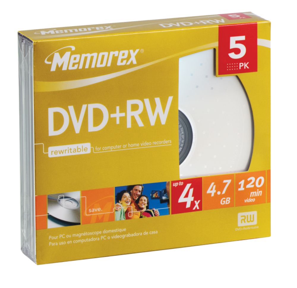 Memorex&trade; DVD+RW with Slim Jewel Cases, 4X, 5/PK at Kmart.com