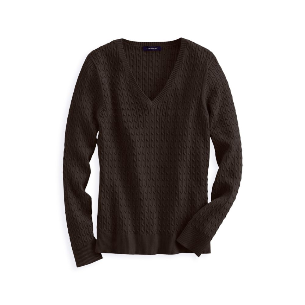 Land's End Fine Gauge Cotton Baby Cable V-neck Sweater