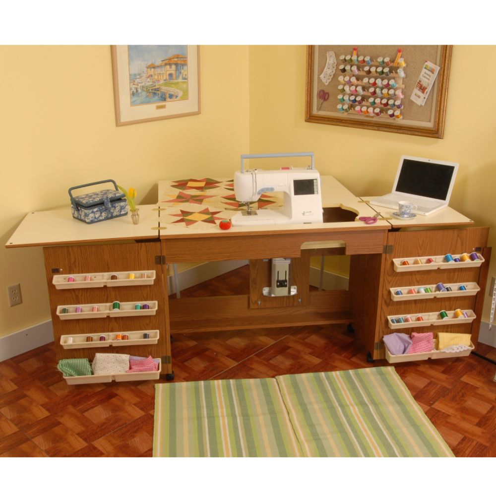 Arrow Sewing Bertha Oak Sewing Cabinet