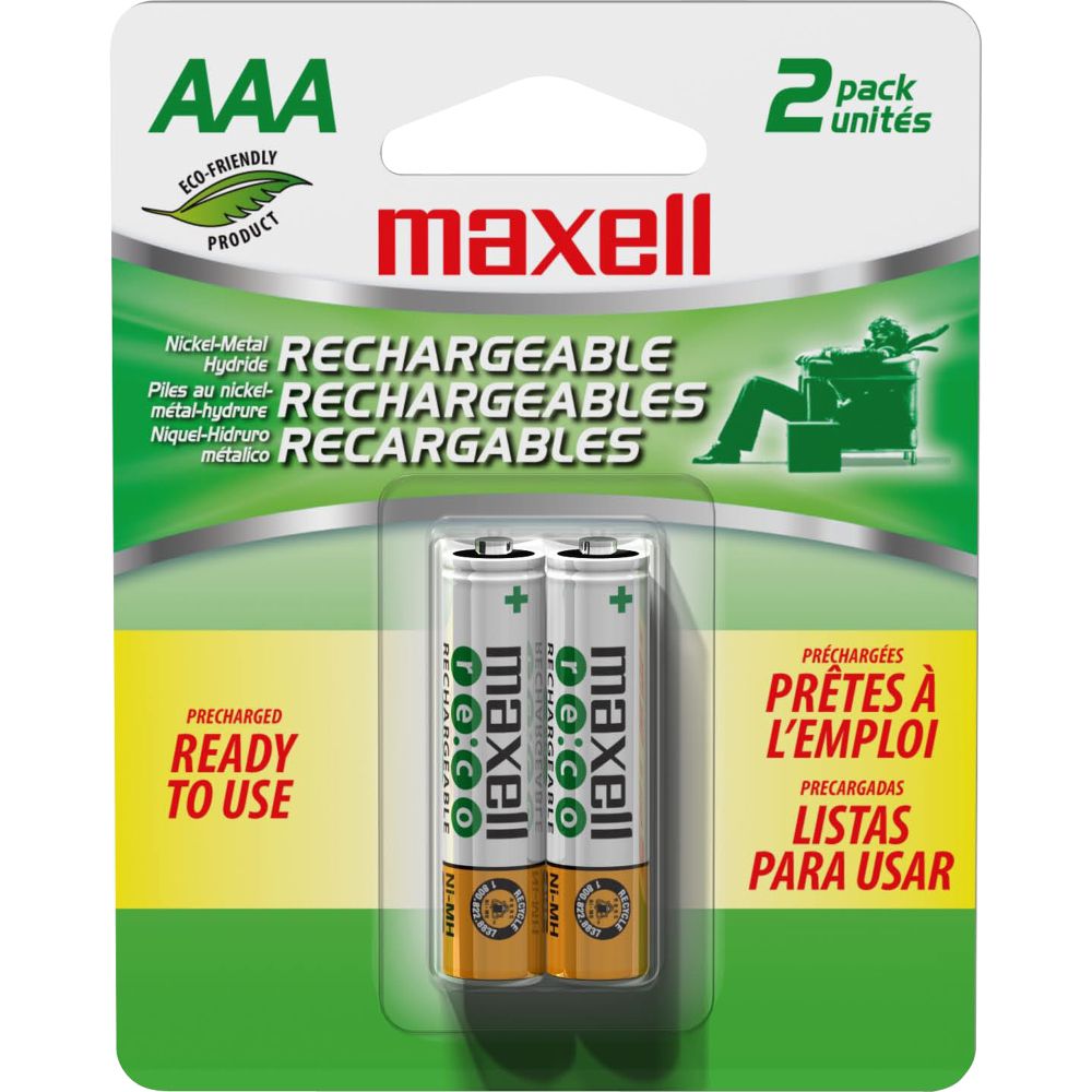 Maxell RE-CO Rechargeable Nickel-Metal Hydride Batteries - 2 Pack