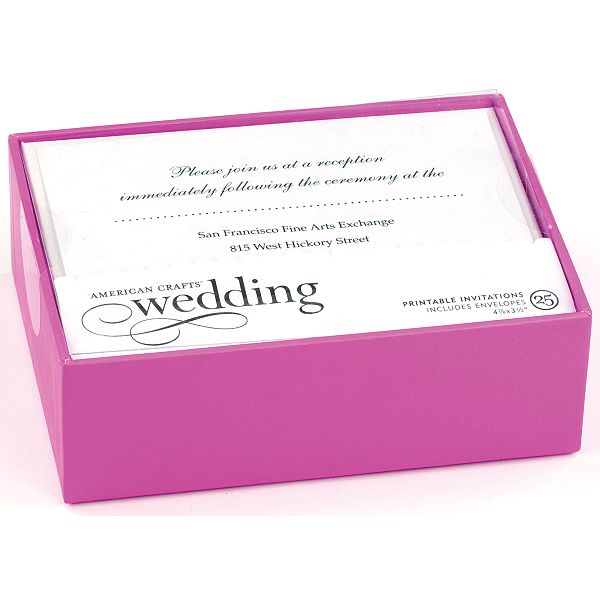 American Crafts Damask Flocked Printable Invitations/envelopes 25/box- D86032