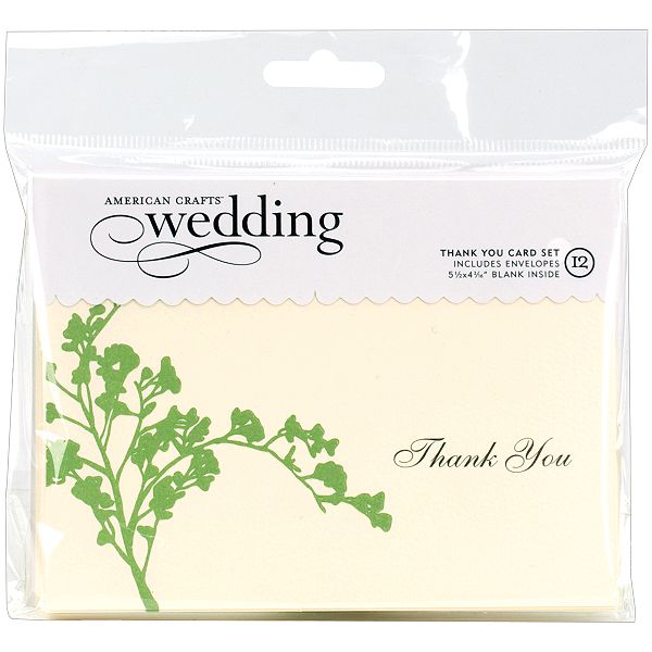 American Crafts Branch Embossed Thank You Cards/envelopes 12/pkg-a2- B86026