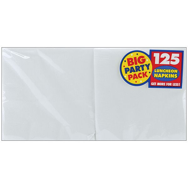 Amscan Big Party Pack Luncheon Napkins 6.5" 125/pkg-white 610013-08