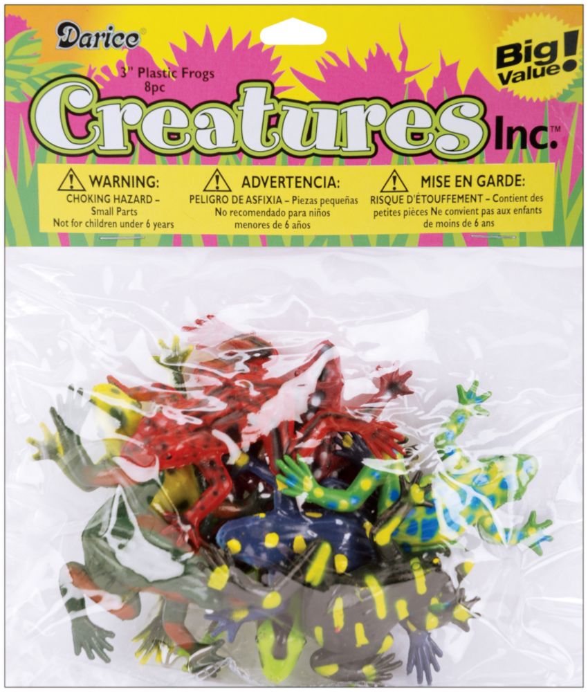 DARICE Plastic Frogs 3" 8/Pkg-