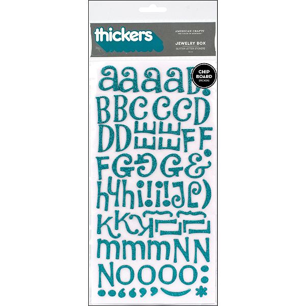 American Crafts Thickers Chipboard Glitter Alphabet Stickers 5.625x11" Sheet-Jewelry Box Aqua