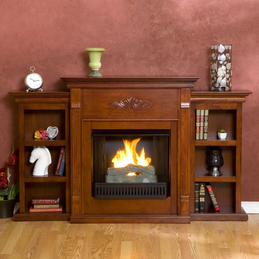 Southern Enterprises, Inc. Tennyson Mahogany Gel Fuel Fireplace with
