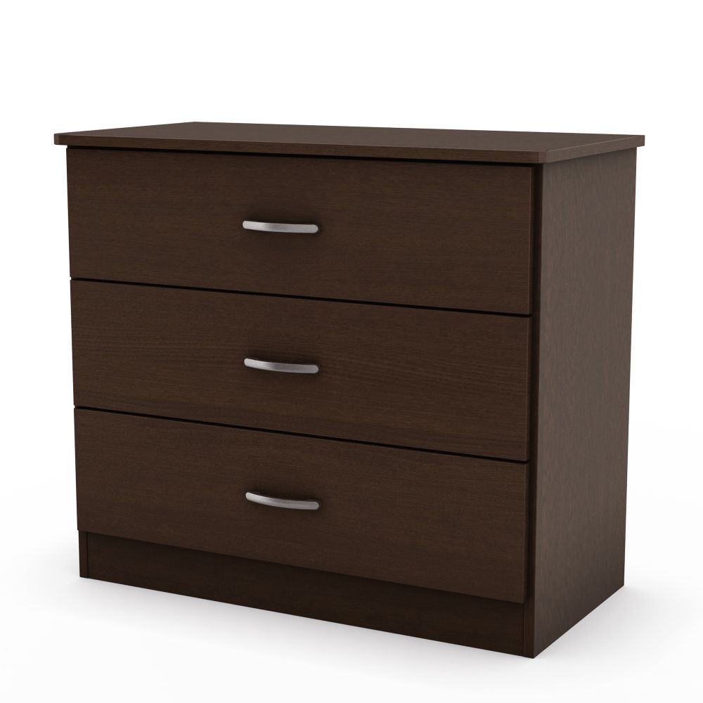 South Shore Essentials 3 Drawer Chest - Chocolate 