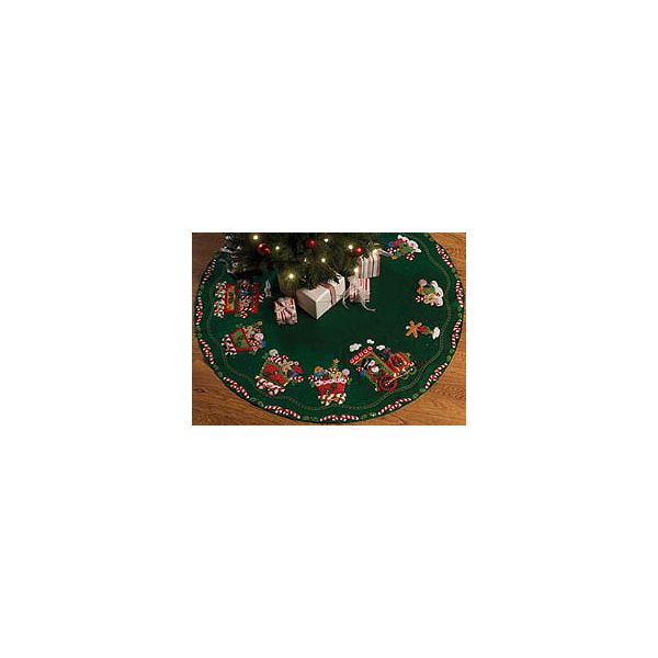 Bucilla Candy Express Tree Skirt Felt Applique Kit-43 Round