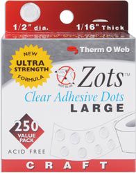 THERMOWEB Zots Clear Adhesive Dots-Craft 1/2"X1/16" Thick 250/Pkg