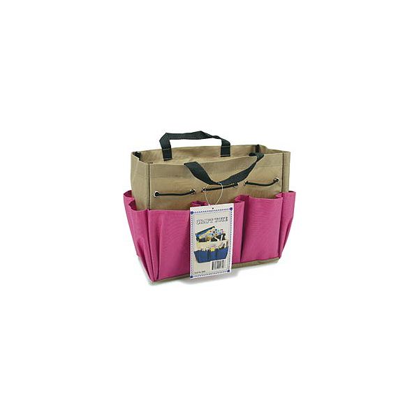 Allary Imports Imports Project Tote 9-1/2"x8-1/2"x5"-bright Pink/khaki 1611