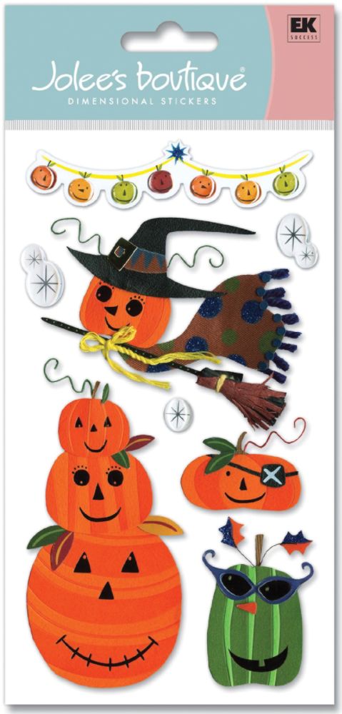 Jolees Le Grande Dimensional Halloween Sticker-Pumpkins