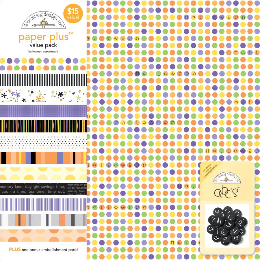 DOODLEBUG Paper Plus Assortment Pack 12"X12" Sheets 12/Pkg-Halloween