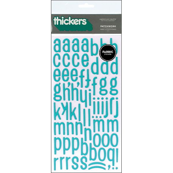 American Crafts Thickers Fabric Stickers 5.5"x11" Sheet-patchwork-aqua FAB42-974