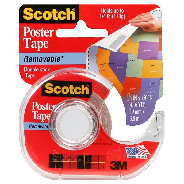 3m Scotch Poster Tape, Double-stick, 3/4-inch, 1 Roll 109