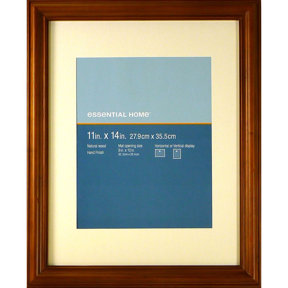 Essential Home Walnut Wood Single Flute 11 X 14 Inch Picture Frame