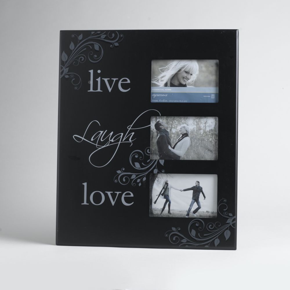 Essential Home Inspirational 3-Opening Plaque Live Laugh Love