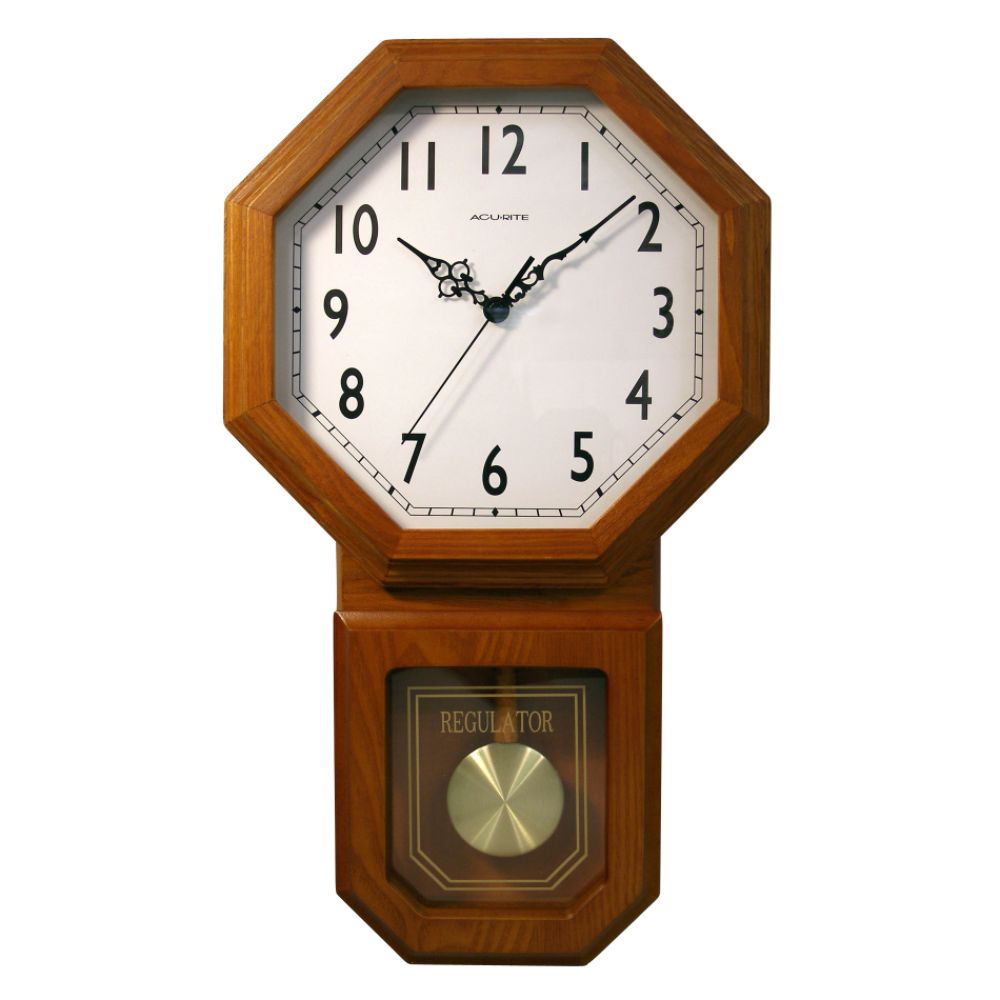 Acu-Rite Wood Wall Clock with Pendulum