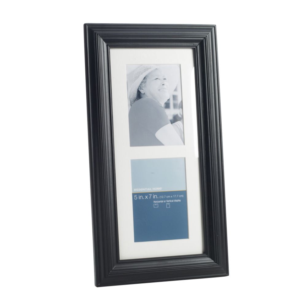 Essential Home Black Double Flute Dual 5 X 7 Inch Picture Frame