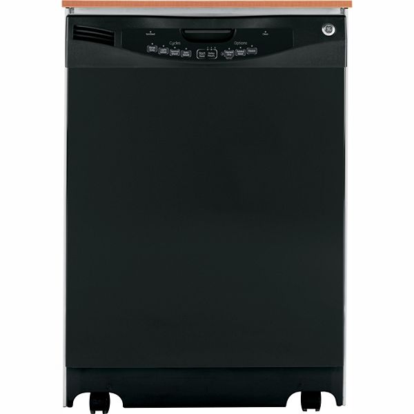 Ge Appliances Black W/ White Side Panels Portable Dishwasher