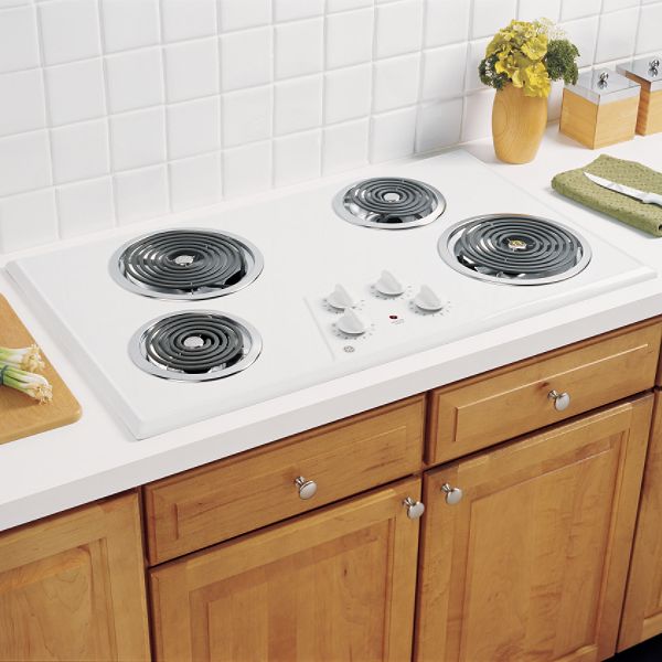 Ge Appliances White 36" Built-in Electric Cooktop With Calrod