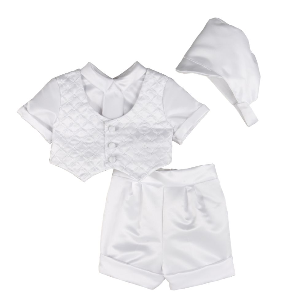WonderKids Newborn Boy's 3-Piece Short Communion Set