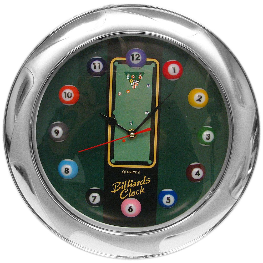 Trademark 13 Inch Billiards Wall Clock - Quartz Movement