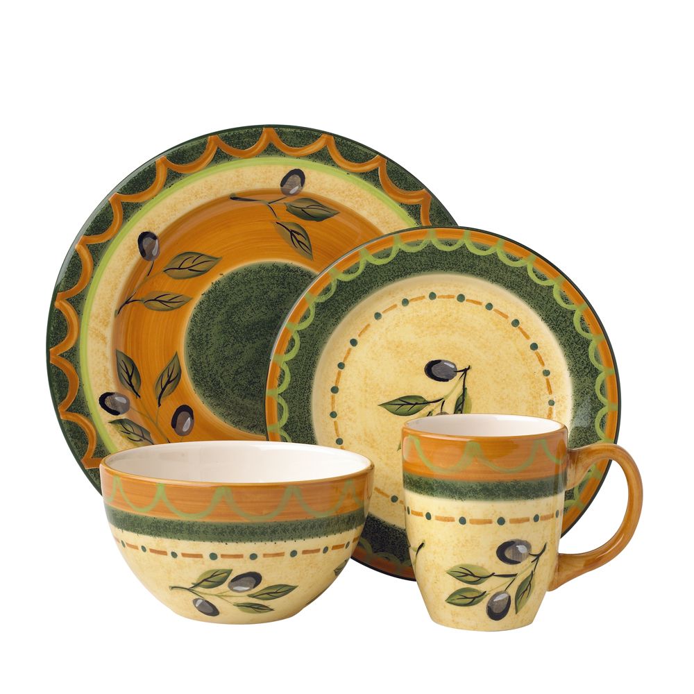 Pfaltzgraff Everyday Tuscan Olives 16 Piece Dinnerware Set