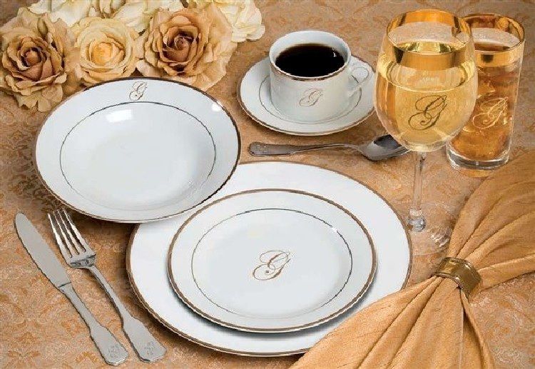 Gibson Elite 20 Piece Letter G Monogram Dinnerware