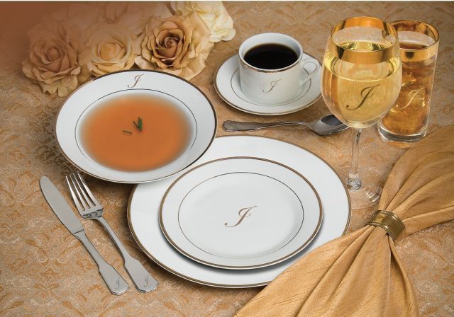 Gibson Elite 20 Piece Letter J Monogram Dinnerware Set