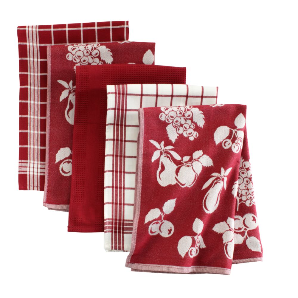John Ritzenhaler Red Fruit Kitchen Towel 5-pack