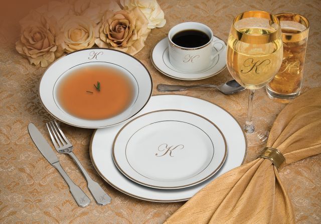 Gibson Elite 20 Piece Letter K Monogram Dinnerware Set