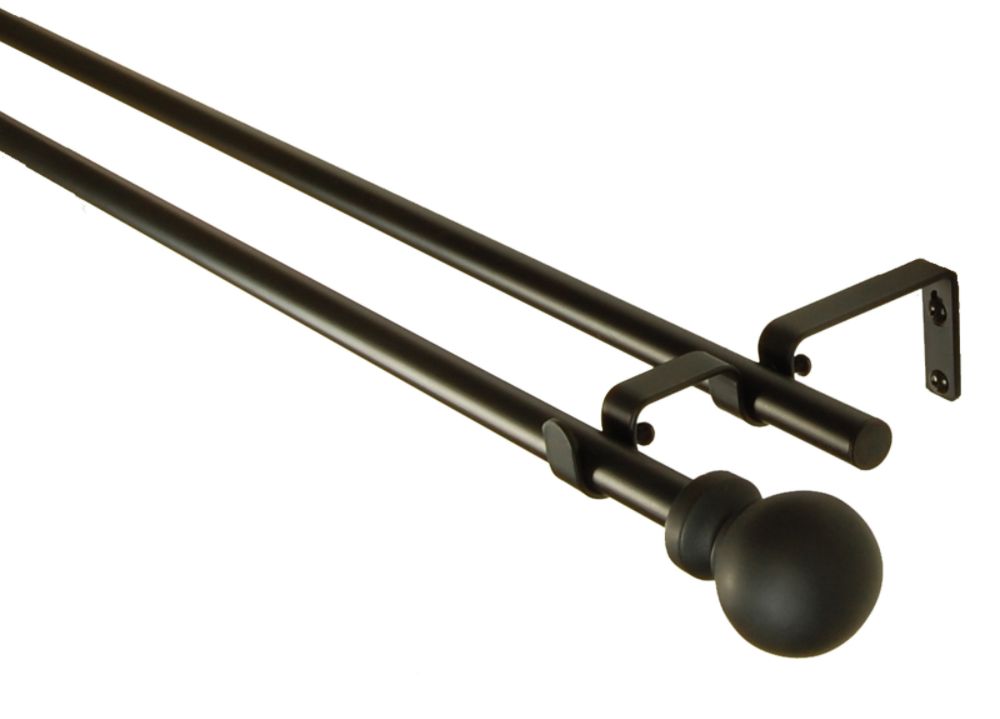 BCL Drapery Hardware Classic Ball Double Curtain Rod, Black Finish, 28-inch to 48-inch at Kmart.com