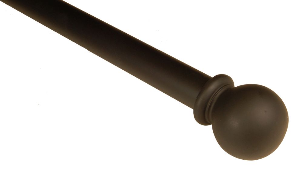BCL Drapery Hardware Classic Ball Curtain Rod, Black Finish, 86-inch to 120-inch, 1.25-inch Diameter Pole at Sears.com