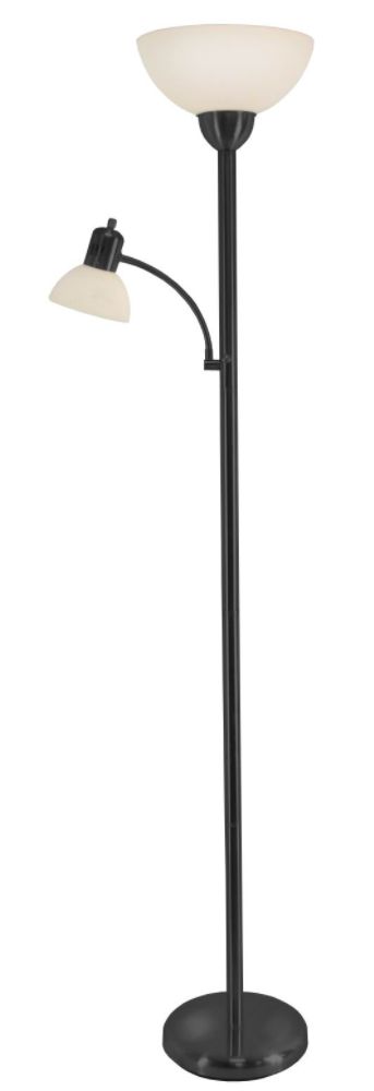 Grandrich Glass Shade Torchiere Floor Lamp with Reading Lamp