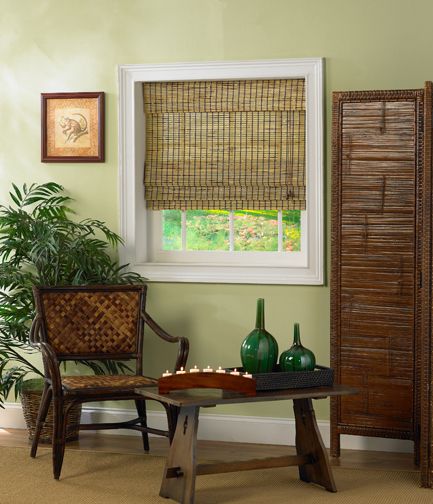 Radiance Burnt Bamboo Roman Shade w/ Valance 22.5