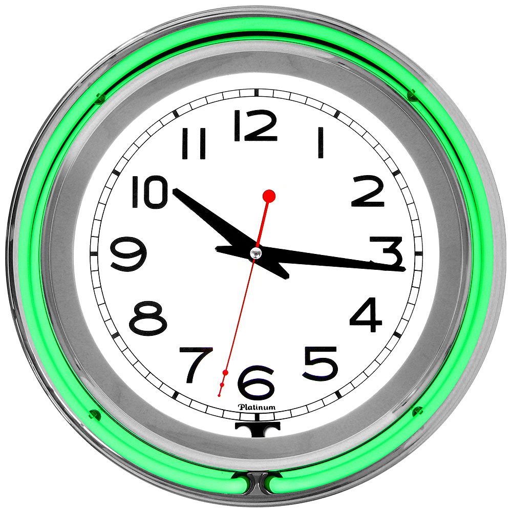 Trademark 14 Inch Double Ring Neon Clock Green Outer White Inner at Sears.com