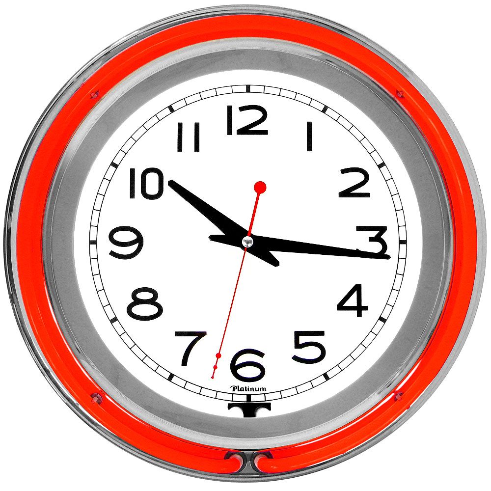 Trademark 14 Inch Double Ring Neon Clock Red Outer & White Inner Ring