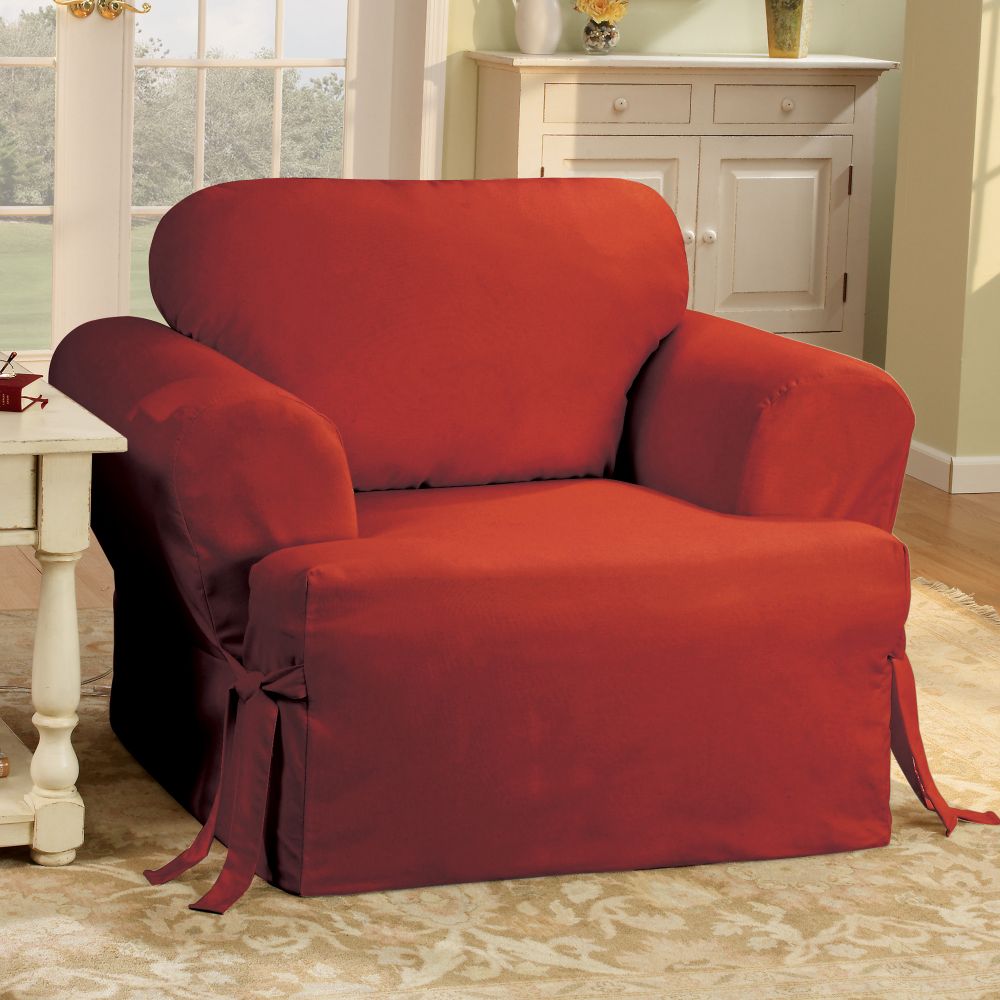 Sure Fit Cotton Duck Claret T-Cushion Chair Slipcover at Kmart.com