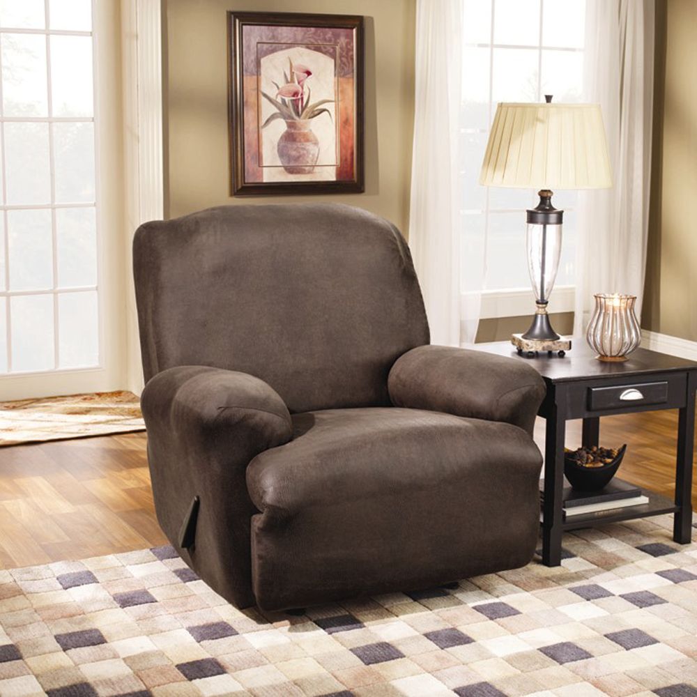 Sure Fit STRETCH LEATHER BROWN RECLINER at Kmart.com