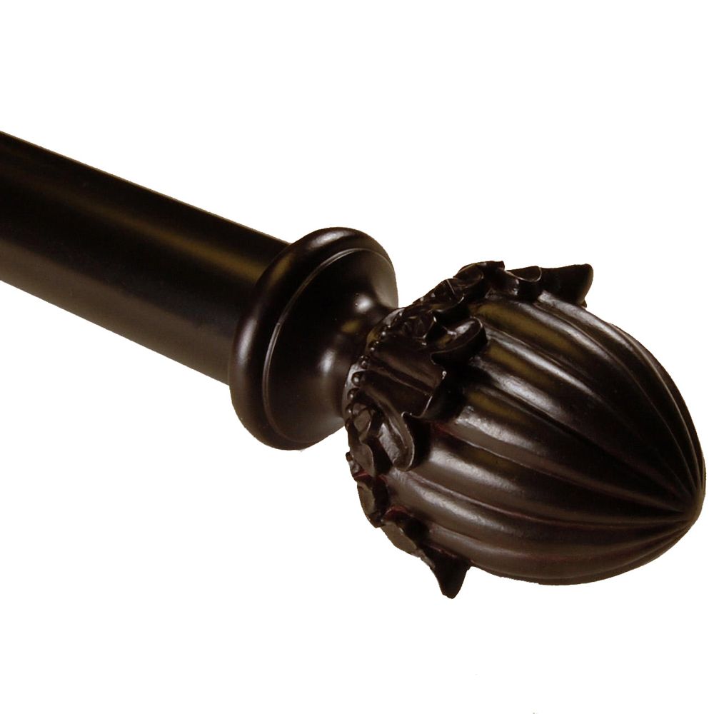 BCL 125AC28, Acorn Curtain Rod, Mahogany Finish, 28 in. to 48 in.