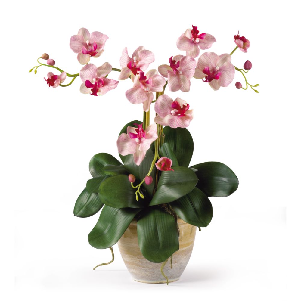Nearly Natural Triple Mini Phalenopsis Silk Orchid Flower Arrangement