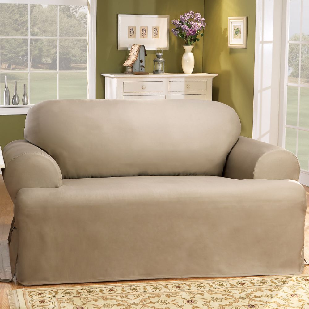 Sure Fit Duck Solid Linen T-Cushion Loveseat Slipcover at Kmart.com