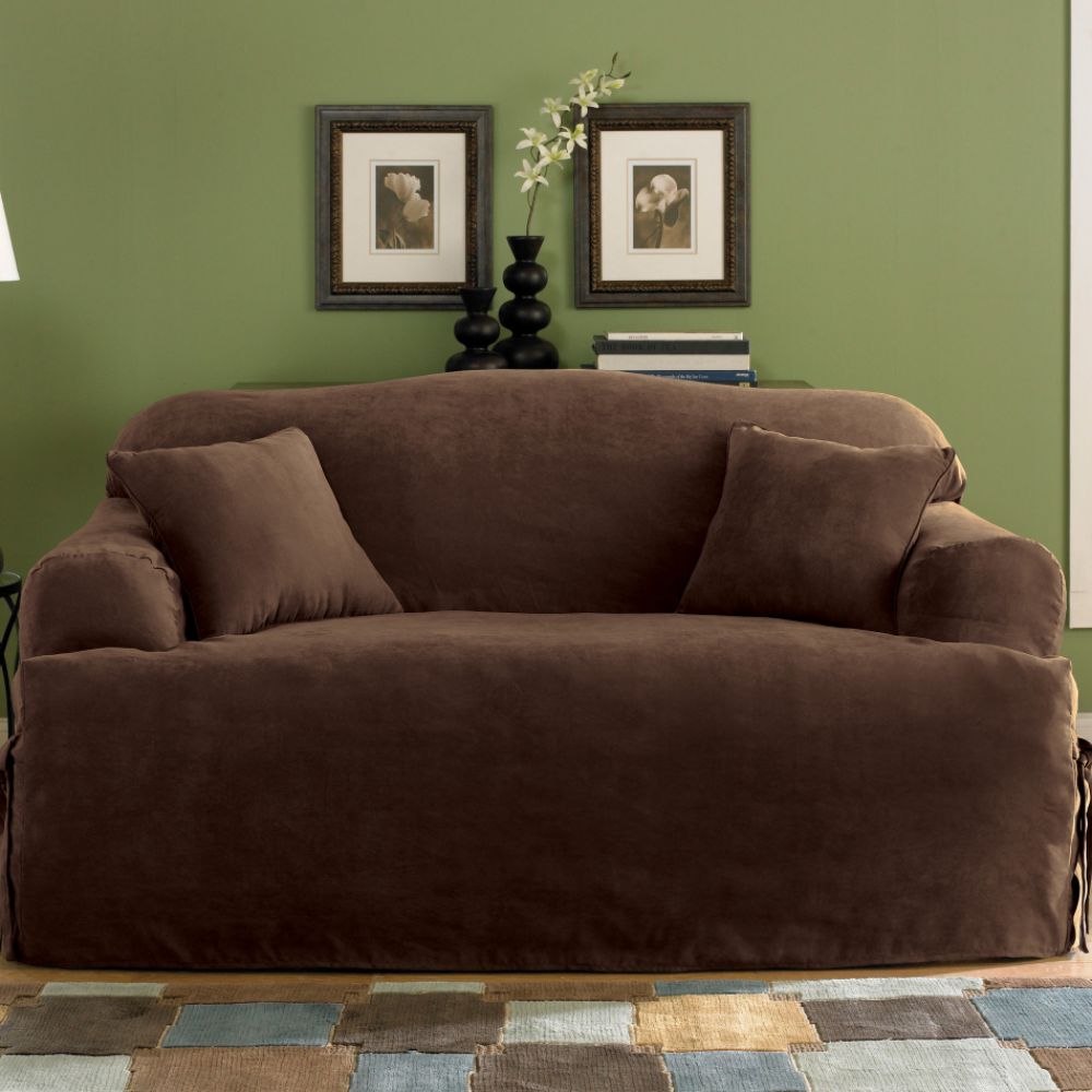 Sure Fit Soft Suede Chocolate T-Cushion Sofa Slipcover at Sears.com