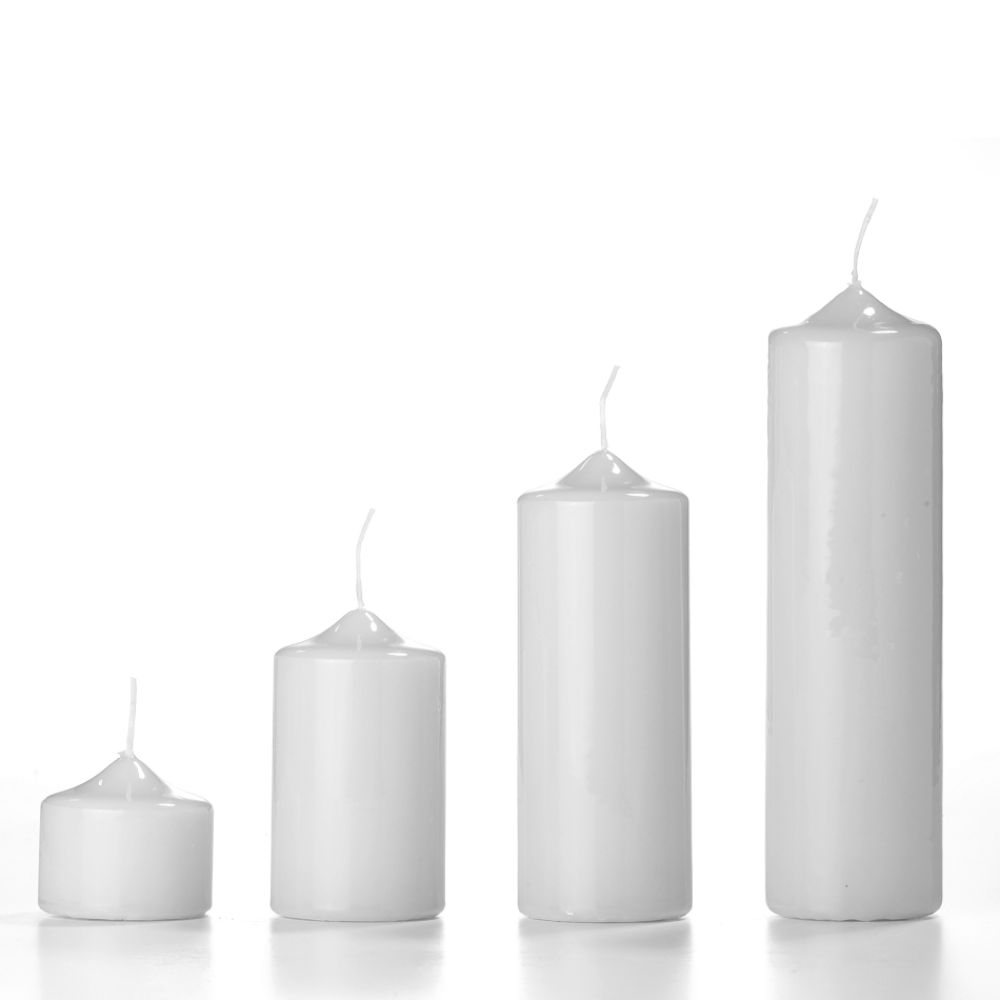 Just Candles 8" Unscented Chamber Pillars, 3pk, White