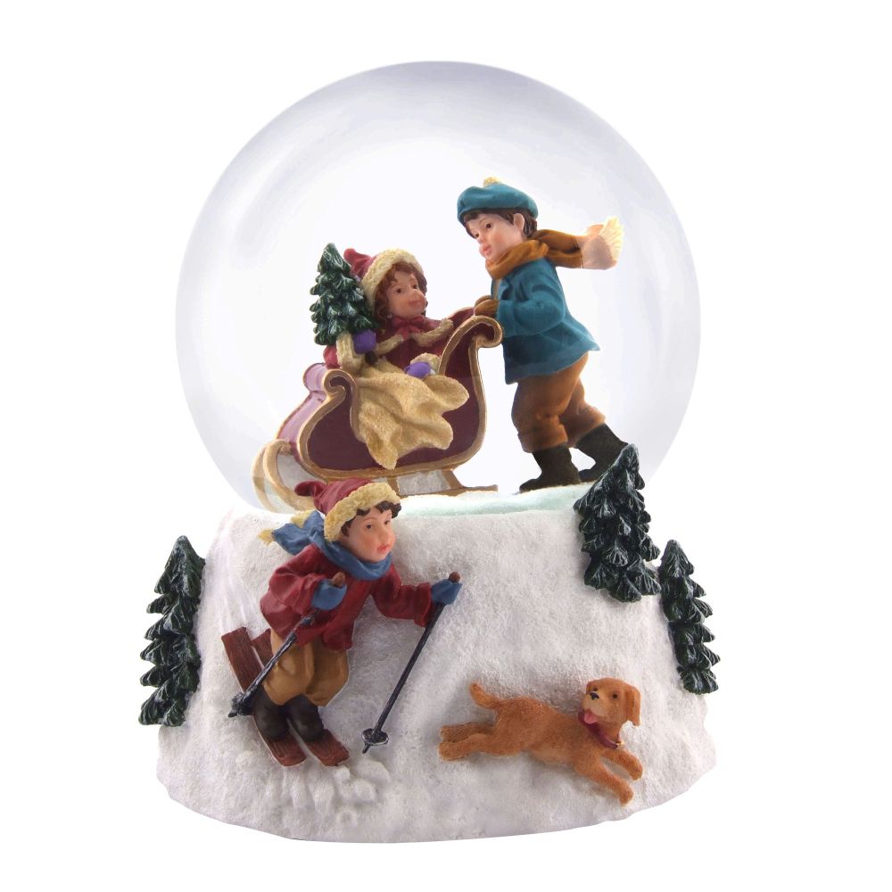 Children Sledding Snow Globe
