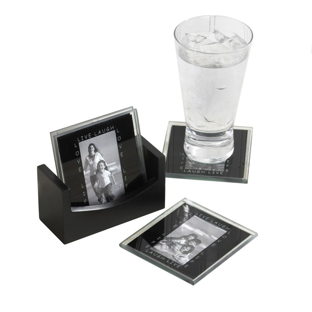 Melannco 4 Pack - 6mm Black Sentiment Photo Coasters at Sears.com