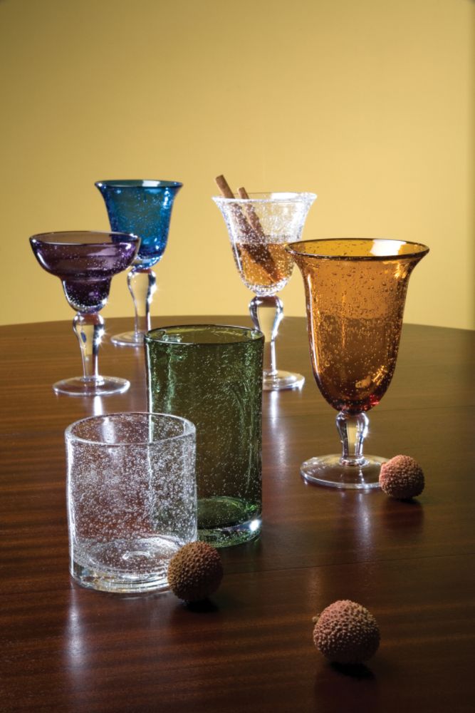 Slate Blue Bubble Glassware Collection