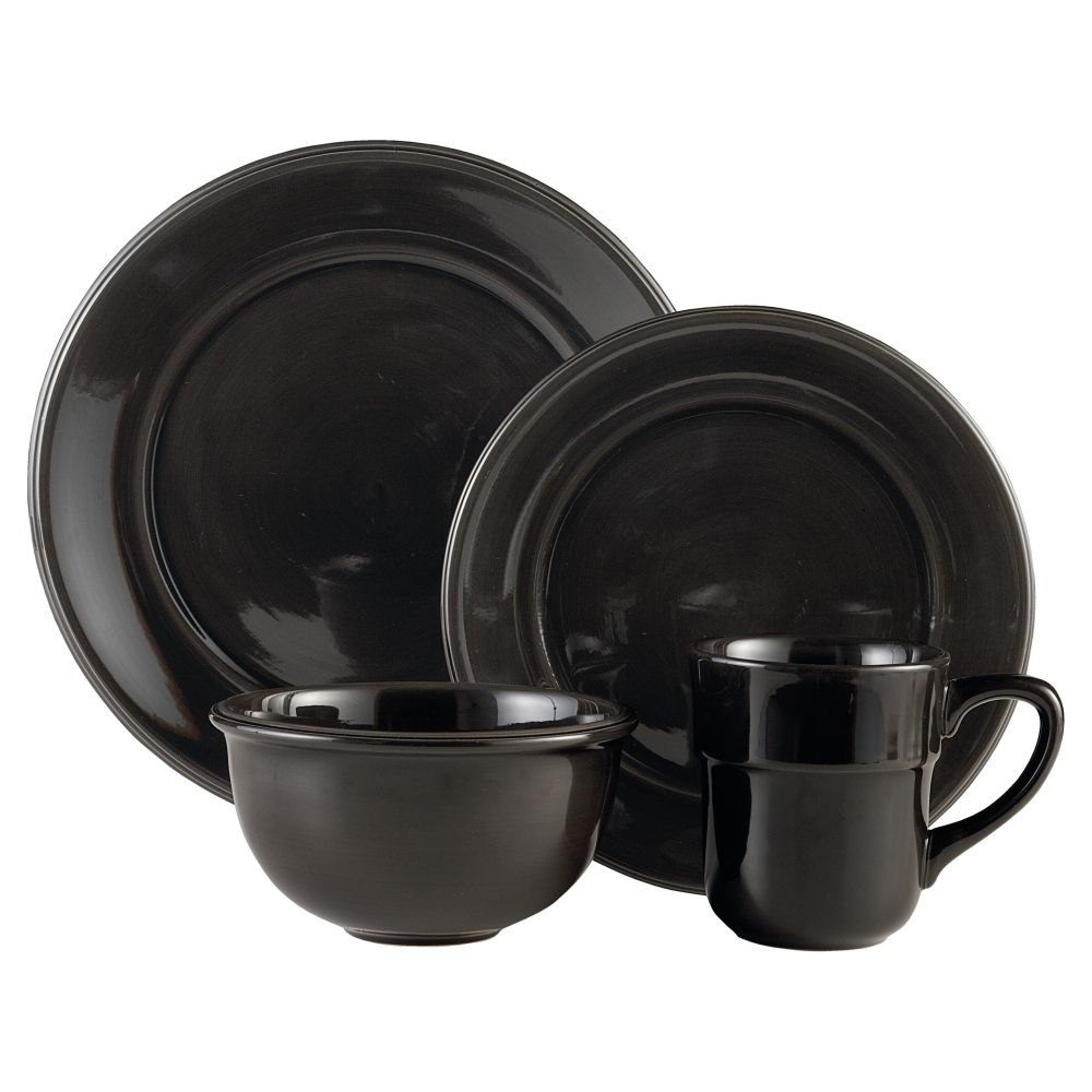 Country Living Solid Black Round Dinnerware Collection