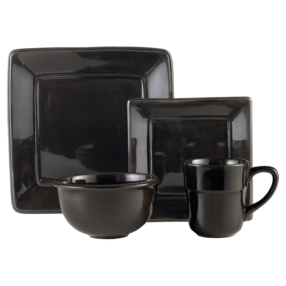 Country Living Solid Black Square Dinnerware Collection